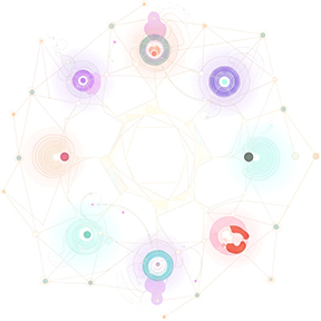 Illustration with abstract pattern of glowing nodes